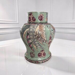 Unique Vintage Hand Painted Candle stick Holder - Hand Painted Chinoiserie - 6"